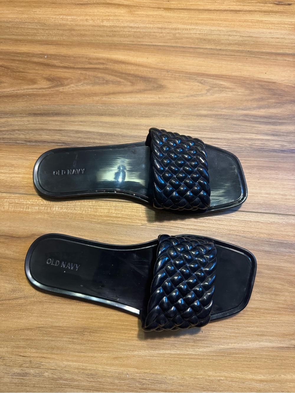 Old Navy Black Braided Design Slide Sandals